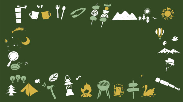 矢量框架野营用品，户外设备和休闲图片下载