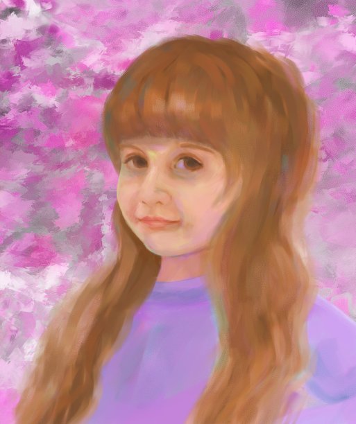 一个孩子的肖像，几乎没有明显的微笑，长发图片下载