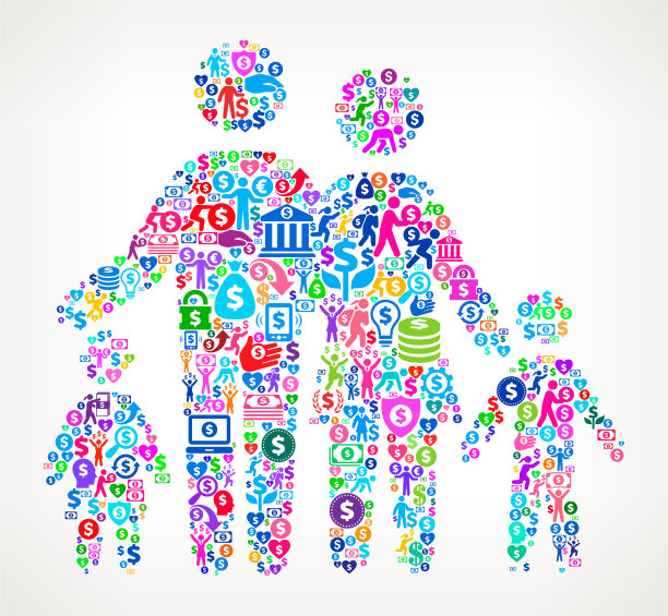 家庭金钱矢量图标模式图片下载