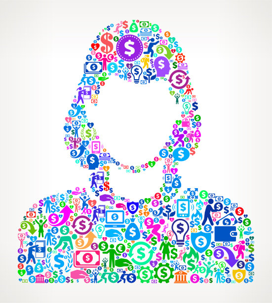 女人面对金钱矢量图标模式图片下载