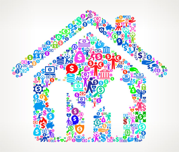 家庭和家庭金钱矢量图标模式图片下载