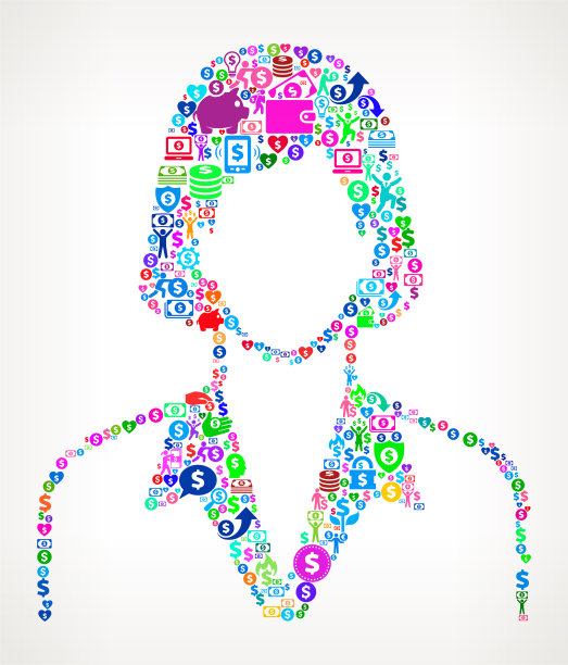 女人面对金钱矢量图标模式图片下载