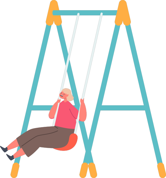 快乐的孩子有乐趣的秋千孤立在白色图片下载