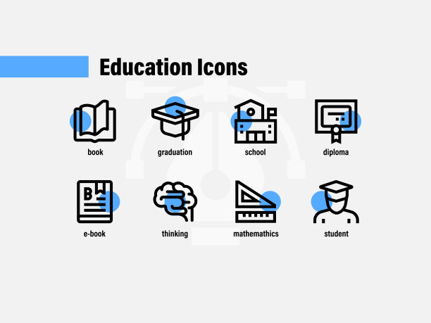 粗体线条和简单的教育图标图片下载