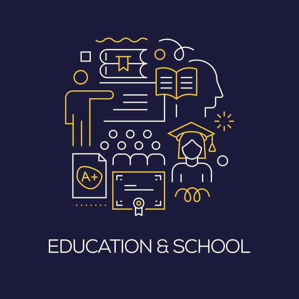 插图向量集教育和学校概念。线条艺术风格背景设计网页，横幅，海报，打印等。矢量插图。图片下载