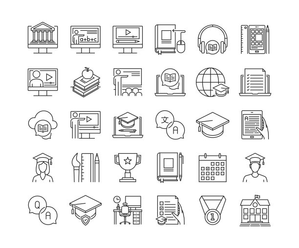 E-Learning细线图标集图片下载