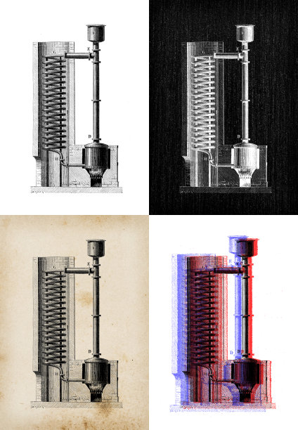 科学发现的古董插图:壁炉，炉子，加热器和烟囱图片下载