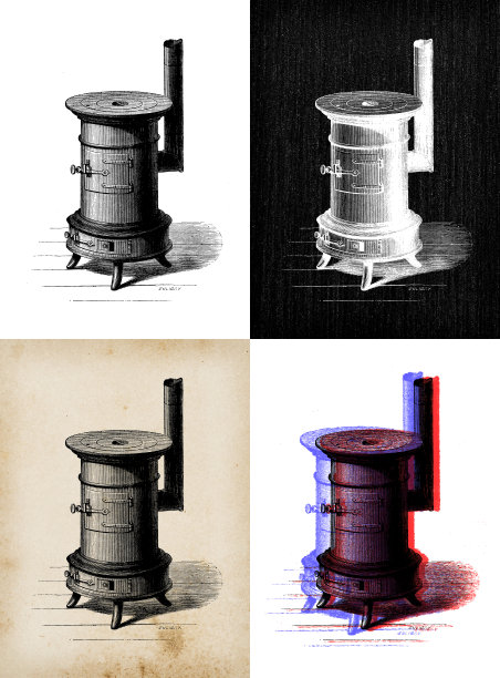 科学发现的古董插图:壁炉，炉子，加热器和烟囱图片下载