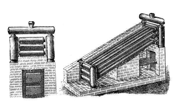 古董插图，应用力学:蒸汽动力机器，贝尔锅炉图片下载