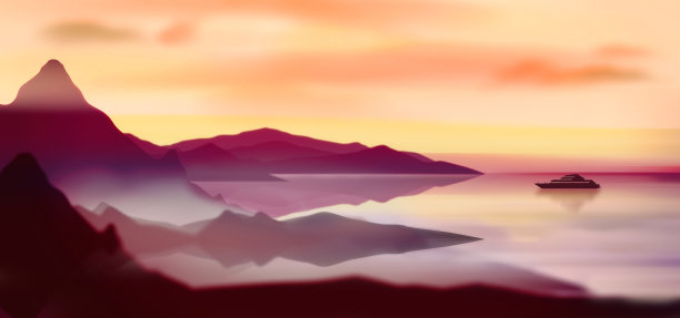 海滨风景与游艇近热带海岸日落图片下载