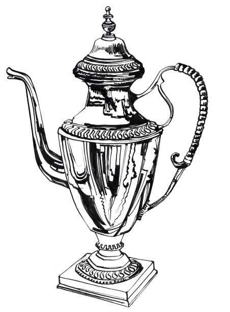 墨水笔。一个金属罐子的草图，草图图片下载