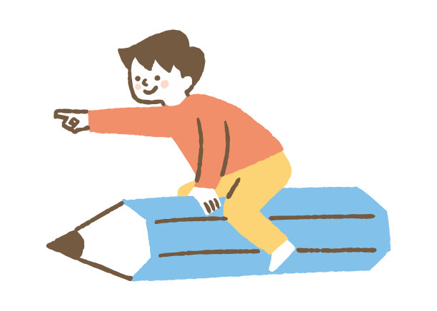 一个男孩骑着铅笔，用手指指着颜色图片下载