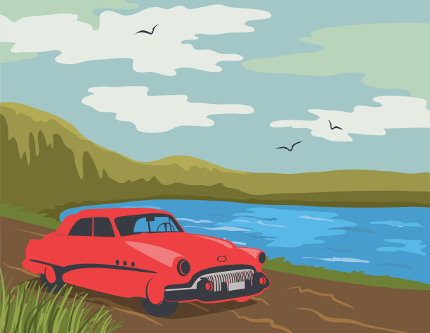 复古风格的经典汽车海报图片下载