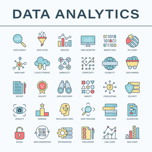 数据分析线颜色图标-向量图片下载