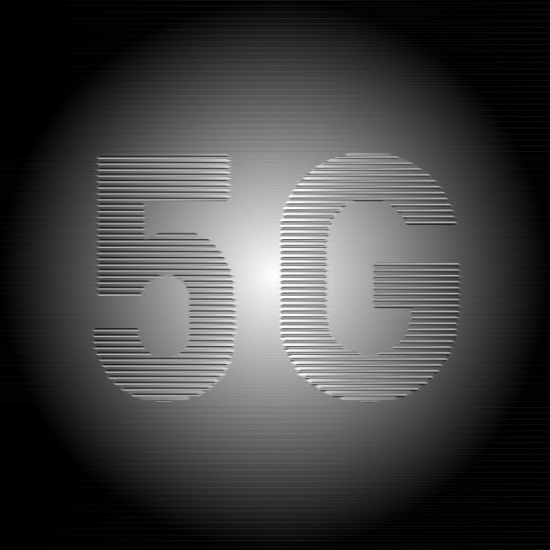 5G文本由金属现代抽象线条构成图片下载