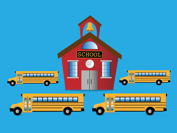 有公交车的校舍图片下载