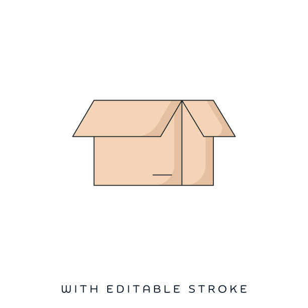 产品开箱平面和直线图标图片下载