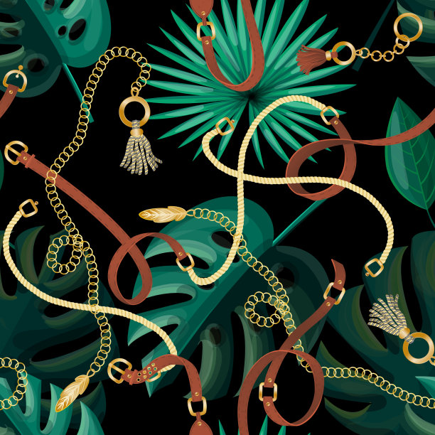 无缝图案带链和装饰图片下载