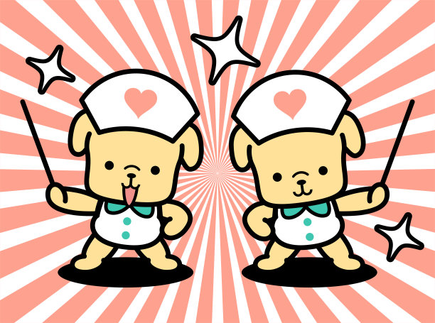 可爱的狗狗护士正在做演示图片下载