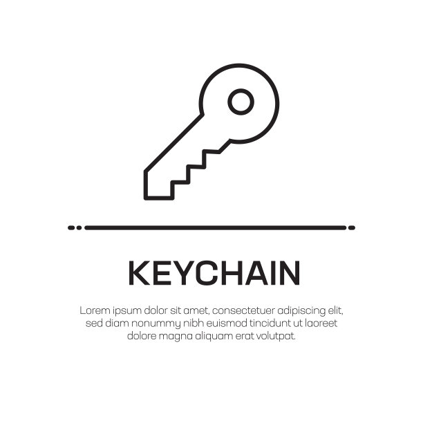 钥匙链矢量线图标-简单的细线图标，优质的设计元素图片下载