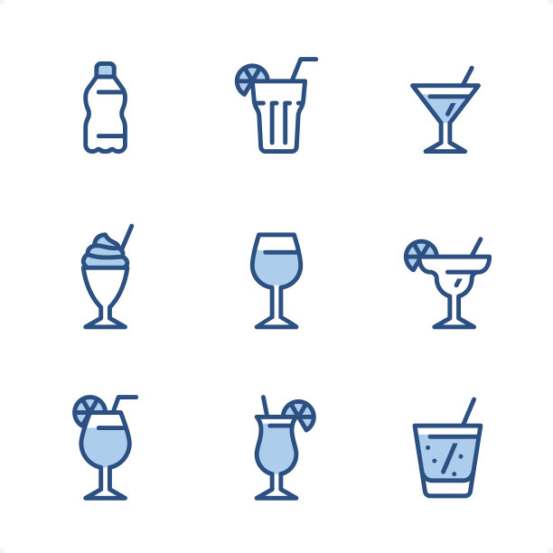 饮料和酒精-像素完美的蓝色图标图片下载