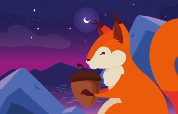 松鼠橡果快乐秋平设计季图片下载