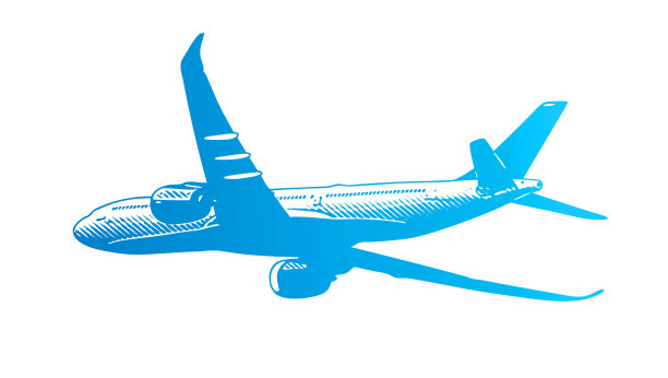 商用飞机在飞行，白色背景图片下载