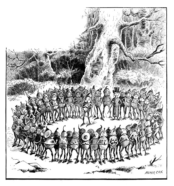 有趣的卡通人物的古董插图(“布朗尼”，1887年)图片下载