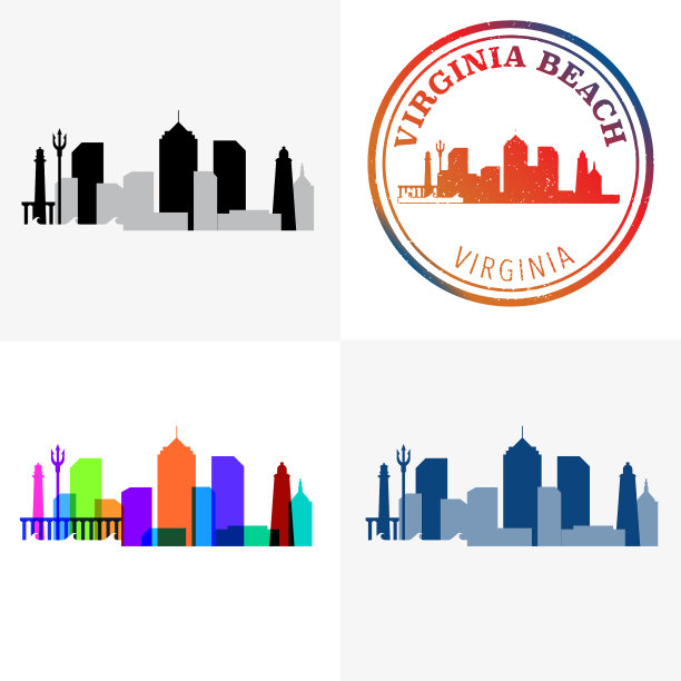 弗吉尼亚海滩邮票和城市风景图片下载