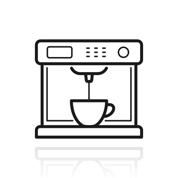 咖啡机。白色背景上反射的图标图片下载