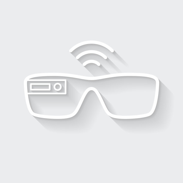 智能眼镜。图标与空白背景上的长阴影-平面设计图片下载