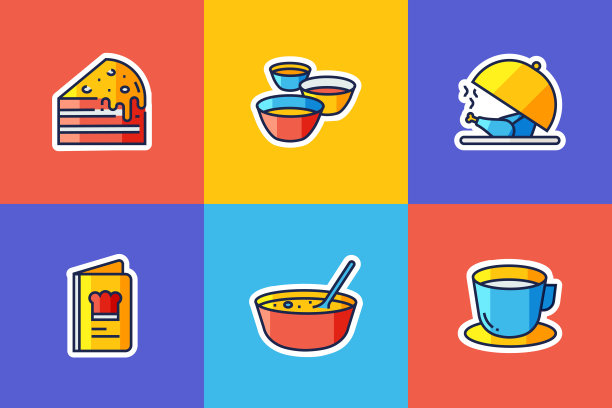 餐厅，食物和饮料相关的向量组线性平面图标和信息图形设计元素图片下载