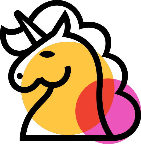 独角兽图标剪影黄粉色点图片下载