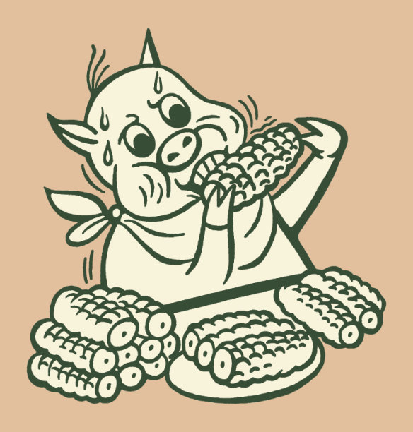 吃玉米棒子的猪图片下载