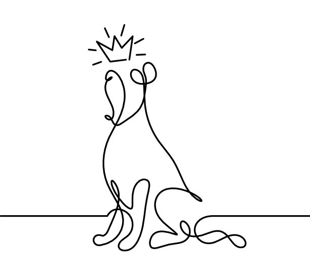 抽象的狗的轮廓线画上图片下载