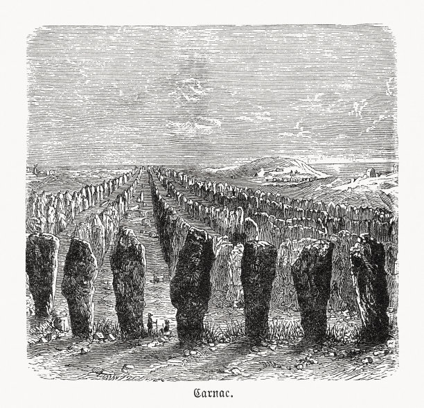 卡纳克石，布列塔尼，法国，木刻，1893年出版图片下载