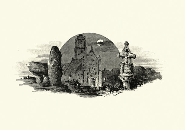 巴黎圣母院，晚上的教堂，法国，19世纪图片下载