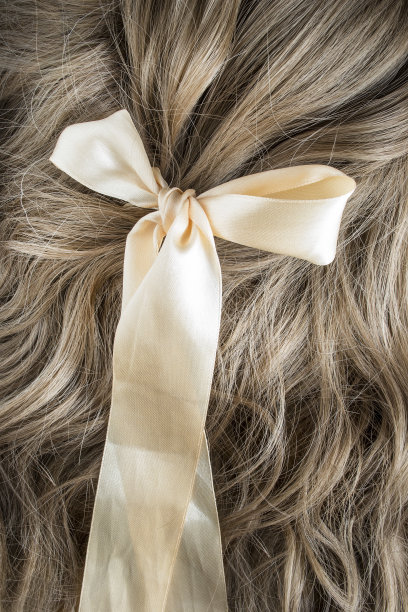 头发上的蝴蝶结特写图片下载