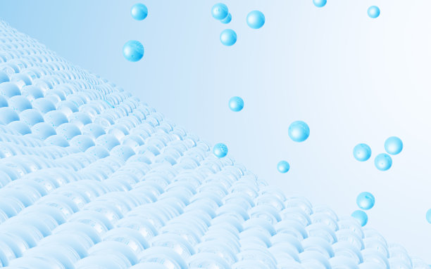 细胞漂浮在皮肤上，皮肤护理和治疗，衣物护理，3d渲染。图片下载