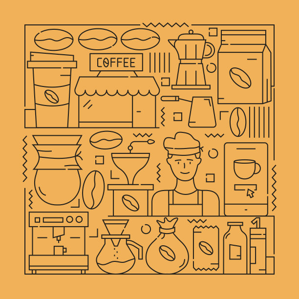 咖啡的概念。设计是可编辑的，颜色可以改变。图片下载