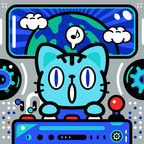 可爱的猫咪驾驶宇宙飞船拯救地球图片下载