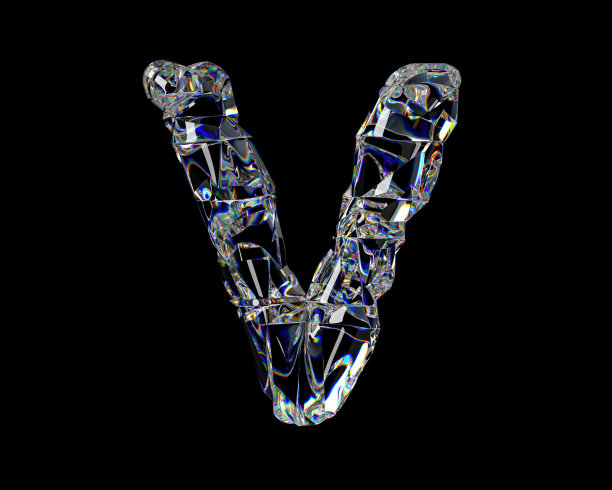 由天然透明的钻石状材料制成的字母图片下载