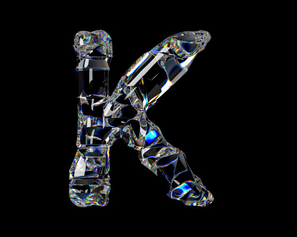 由天然透明的钻石状材料制成的字母图片下载