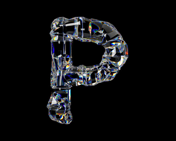 由天然透明的钻石状材料制成的字母图片下载