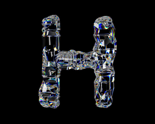 由天然透明的钻石状材料制成的字母图片下载