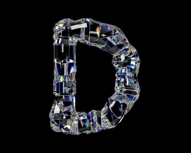 由天然透明的钻石状材料制成的字母图片下载