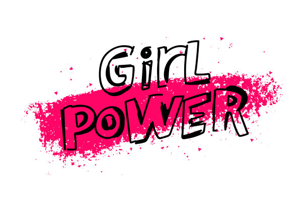 女孩力量——潮流字体。女权主义的口号。粉红色的笔触。现代矢量插图图片下载