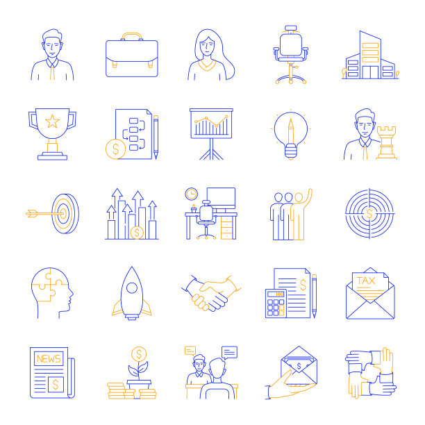 业务相关的颜色线图标设置图片下载