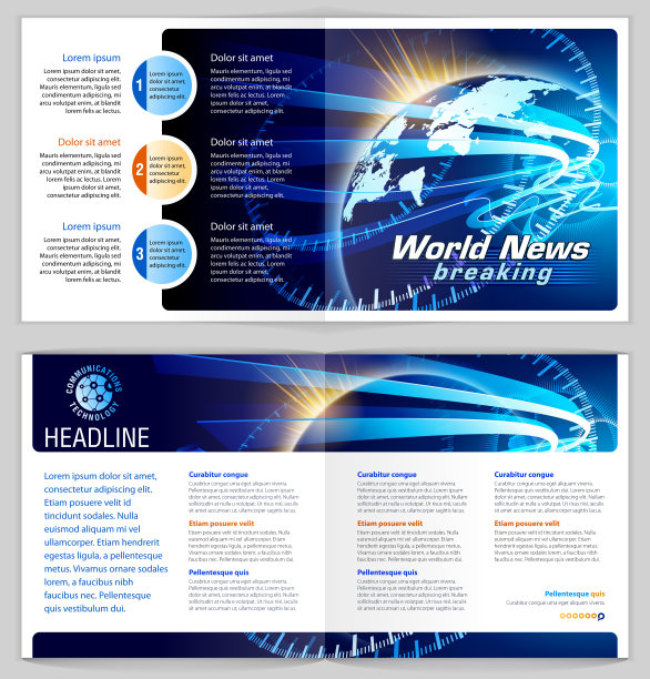 传单设计的例子。全球通信。图片下载