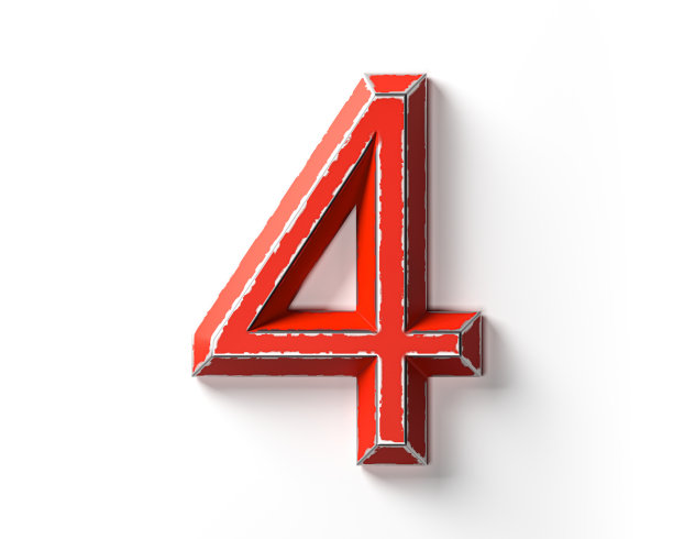 数字是用涂了红色漆的金属做成的，边缘有划痕图片下载